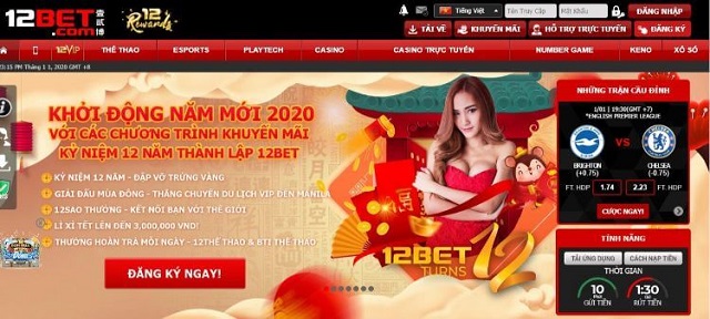 Thông Tin Nhà Cái 12Bet 20 Đa dạng các hạng mục ưu đãi từ nhà cái