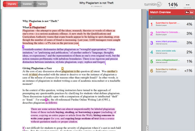 Hình ảnh check đạo văn của một khách hàng dùng Turnitin nâng cấp