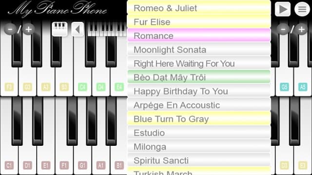 My Piano Phone là phần mềm chơi piano miễn phí 