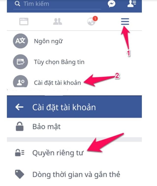 Ẩn số người theo dõi trên Facebook bằng điện thoại bước 1 