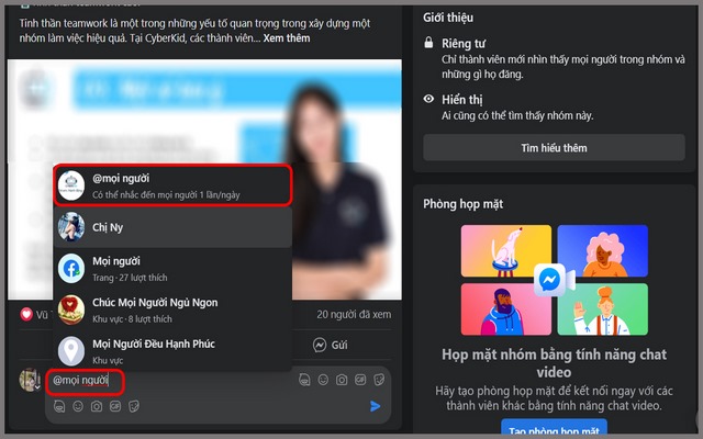 Cách tag tất cả mọi người vào bình luận trên facebook