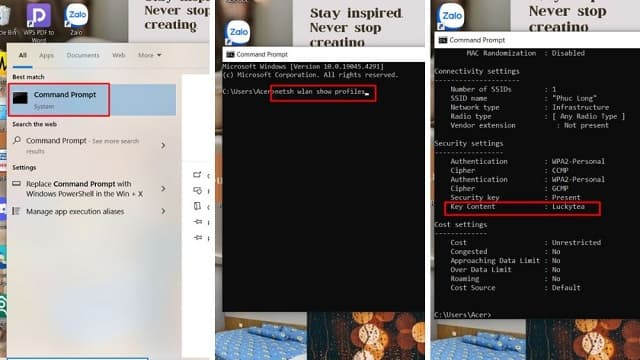 Dùng Command Prompt để xem mật khẩu Wifi win 10