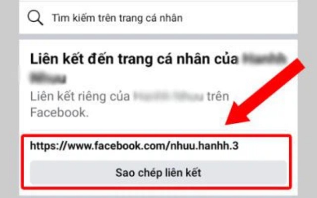 Liên kết trang cá nhân để lấy lại Facebook