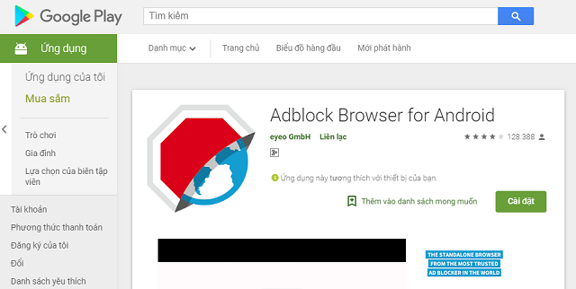 Tải ứng dụng Adblock Browser để hỗ trợ chặn quảng cáo trên Youtube