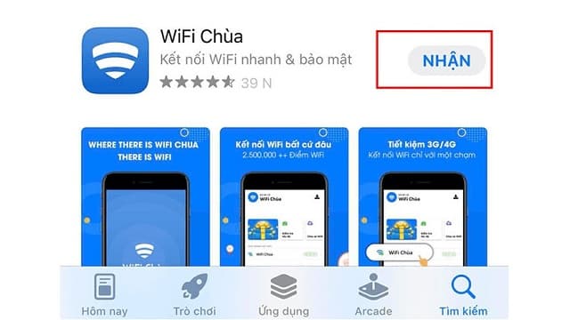 Vào app store và tìm kiếm Wifi chùa