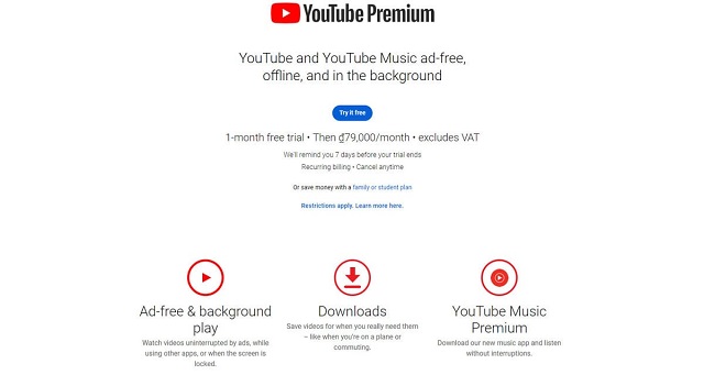 Youtube Premium cung cấp nhiều gói sử dụng khác nhau